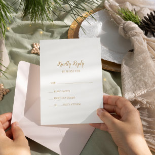 Simple Minimalista Tarjeta RSVP de Boda de Oro