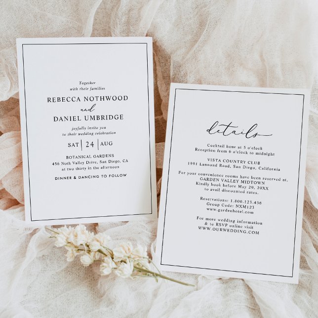Simple Minimalista Todo En Una Invitación De Boda (Subido por el creador)