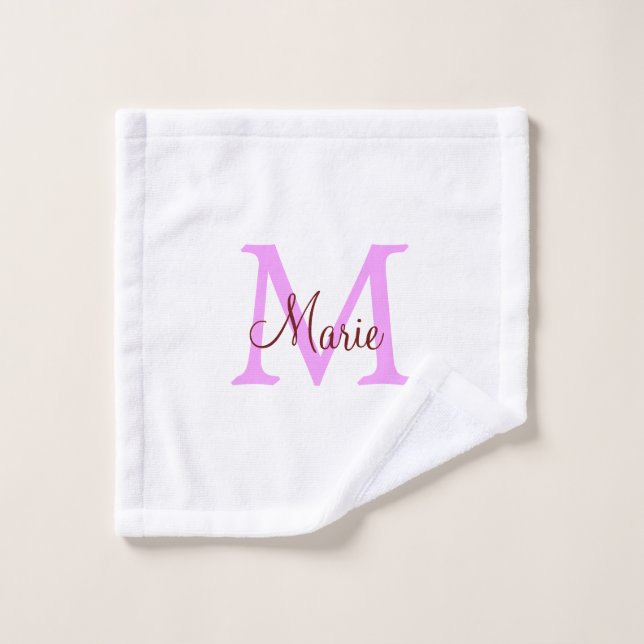 simple mínimo añadir nombre monograma rojo rosa  (Toallita)
