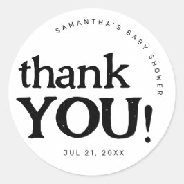 Simple Mínimo Baby Shower Gracias Pegatina