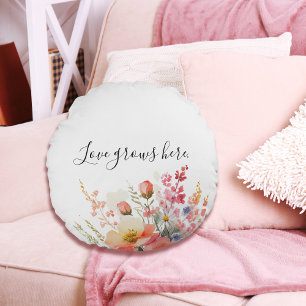 Simple Mínimo El Amor Floral Crece Almohada redond