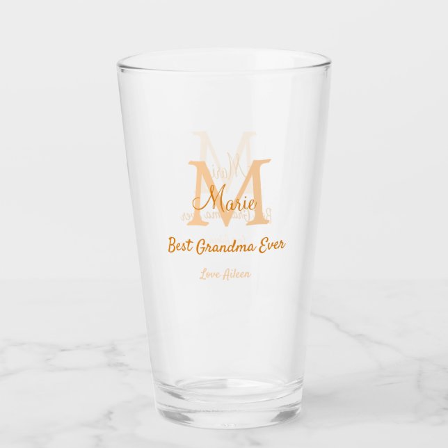 simple mínimo mejor Abuela jamás naranja monograma (Anverso)