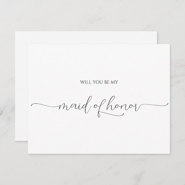 Simple Mínimo Script Maid of Honor Propuesta Card (Anverso / Reverso)