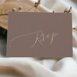 Simple Mocha Brown Wedding RSVP