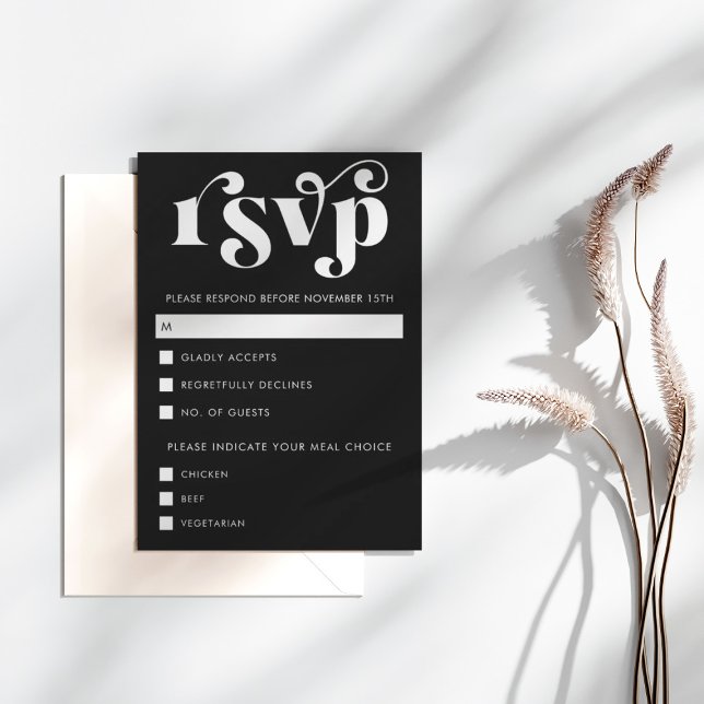 Simple Modern Black & White RSVP Card (Subido por el creador)