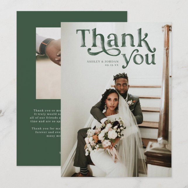Simple Modern Boho | Foto Agradecimiento de Boda (Anverso / Reverso)