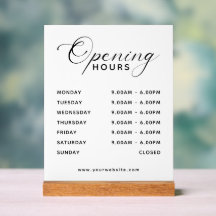Simple Modern Business Opening Hours Display