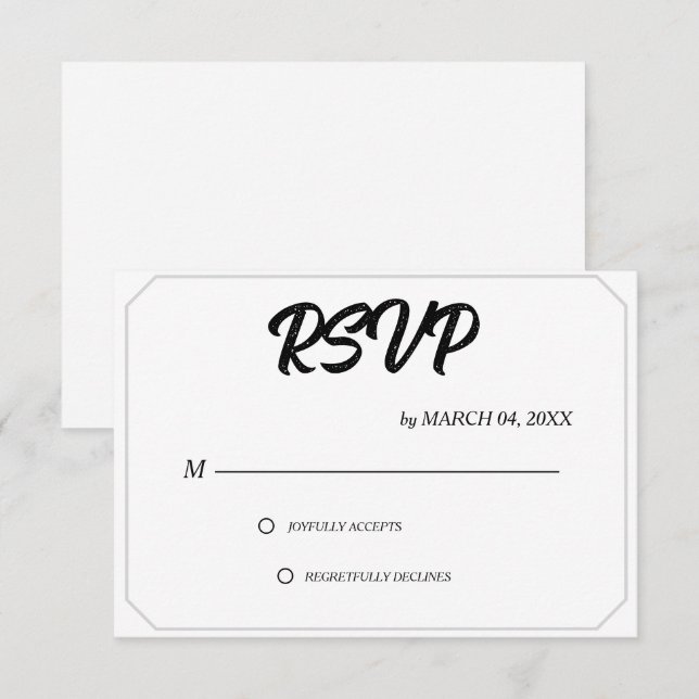 Simple Modern Elegant Classic Wedding RSVP (Anverso / Reverso)