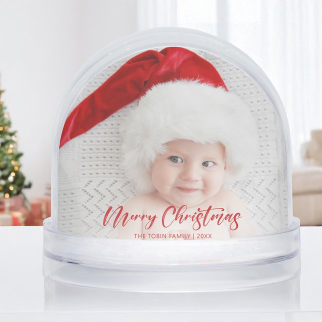 Simple Modern Merry Christmas Photo Snow Globe (Subido por el creador)