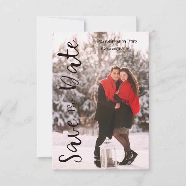 Simple Modern Personalized Photo Engagement Couple (Anverso)