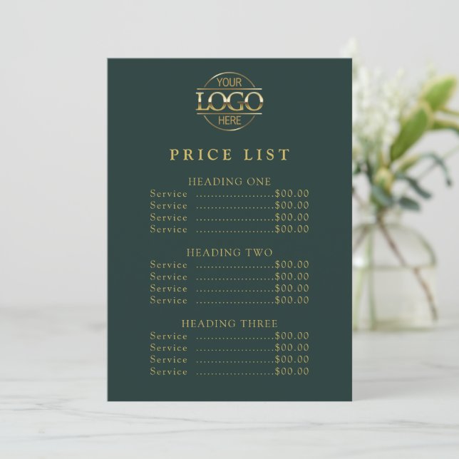 Simple Modern Professional Logo Menu Price List (Anverso de pie)
