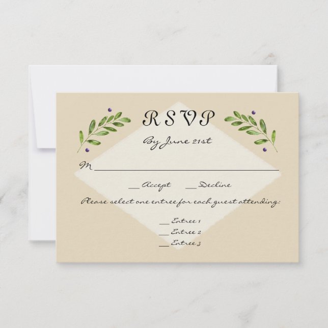 Simple Moderno 3 Opciones de menú Boda de respuest (Anverso)