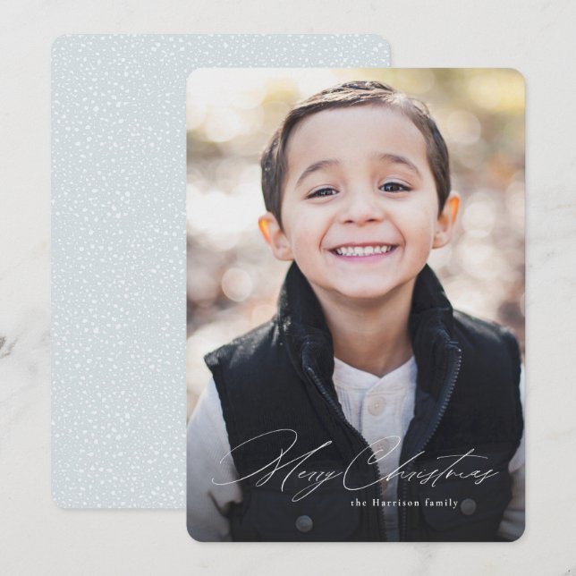 Simple moderno Feliz Navidad uno foto elegante (Anverso / Reverso)