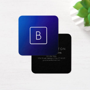 Simple Monograma Moderno Gradiente Azul Oscuro