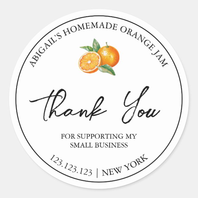 Simple Naranja casera Jam Gracias Etiqueta (Anverso)