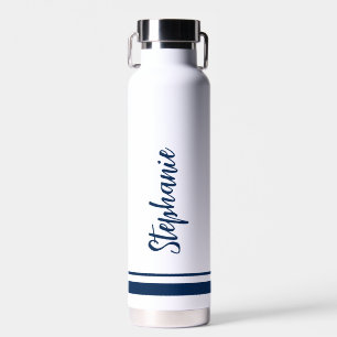 Simple Naval Stripes Boda blanco Botella de agua