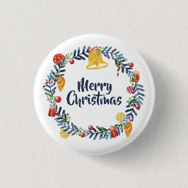 Simple Navidad Floral Wreath | Botón Pin