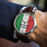 Simple negrita Bandera italiana reloj personalizad<br><div class="desc">Un reloj que exhibe orgullosamente los tonos verde, blanco y rojo de la bandera italiana, con números claramente marcados que garantizan una fácil lectura. Lo que distingue a este reloj es su negrita negra para la personalización, permitiendo que los clientes usen nombres, fechas o sentimientos de importancia. El reloj se...</div>
