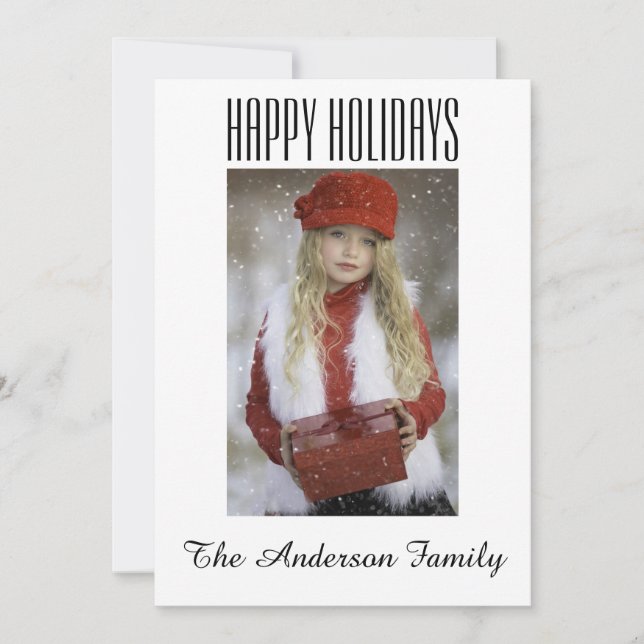 Simple negro blanco foto de Navidad dorada (Anverso)