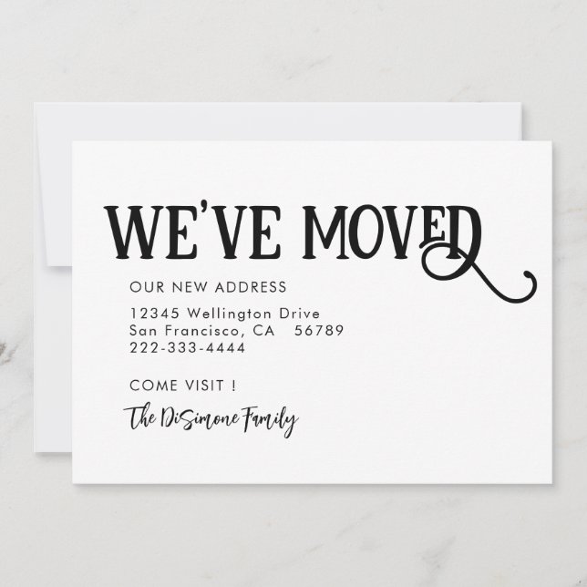Simple negro moderno hemos movido la Invitación (Anverso)