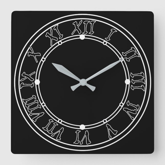 Simple, negro y blanco, reloj de pared de moda (Anverso)