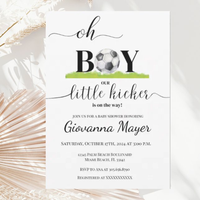 Simple Oh Boy Soccer Boy Invitación de Baby Shower (Subido por el creador)