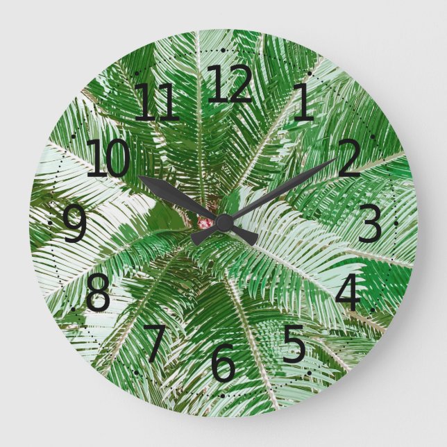 Simple Palm Verde deja arte | Reloj de pared (Anverso)