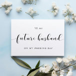 Simple para mi futura tarjeta de matrimonio de mar<br><div class="desc">Una tarjeta de regalo simple y minimalista para escribir un mensaje personal y sincero para su futuro marido en el día de su boda. Personalizable completo con tus colores favoritos (texto y fondo). Puede agregar un mensaje en la parte posterior o dejarlo en blanco si prefiere escribir a mano más...</div>