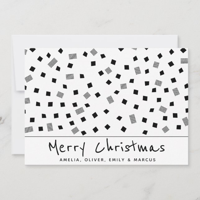 Simple Patrón Moderno de Navidad en Negro y Blanco (Anverso)