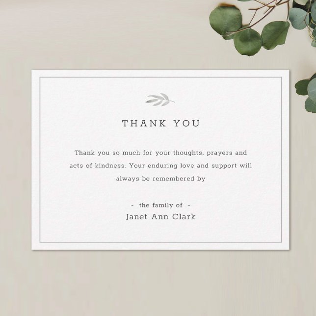 Simple Personalizado Funeral Gracias Nota (Subido por el creador)