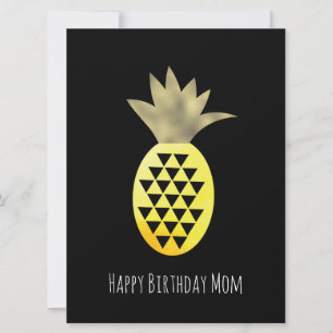 Simple Pineapple Happy Birday Faux Gold Card