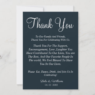 Simple plantilla de agradecimiento de boda azul ma