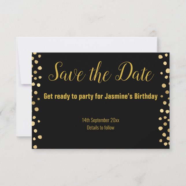 SIMPLE PUNTO DE ORO NEGRO GUARDA LA FECHA RSVP (Anverso)