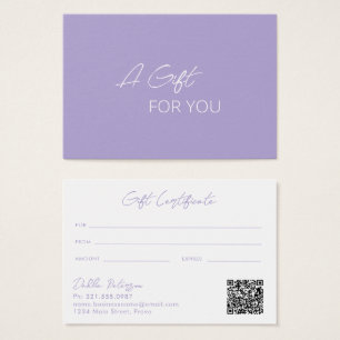 Simple Purple Elegant Certificado de Regalo Modern