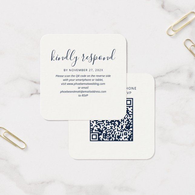 Simple QR Code Wedding Website RSVP Enclosure Card (Oficina)