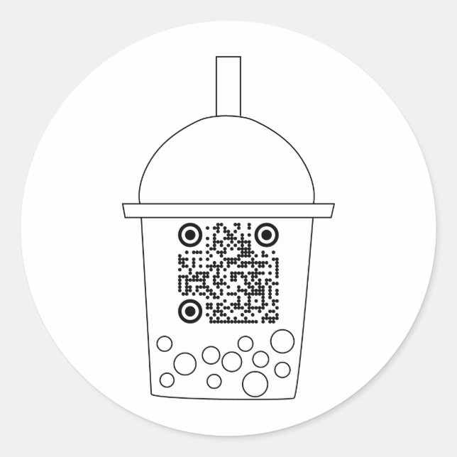 Simple QR Código Boba Tea Pegatina (Anverso)