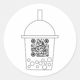 Simple QR Código Boba Tea Pegatina
