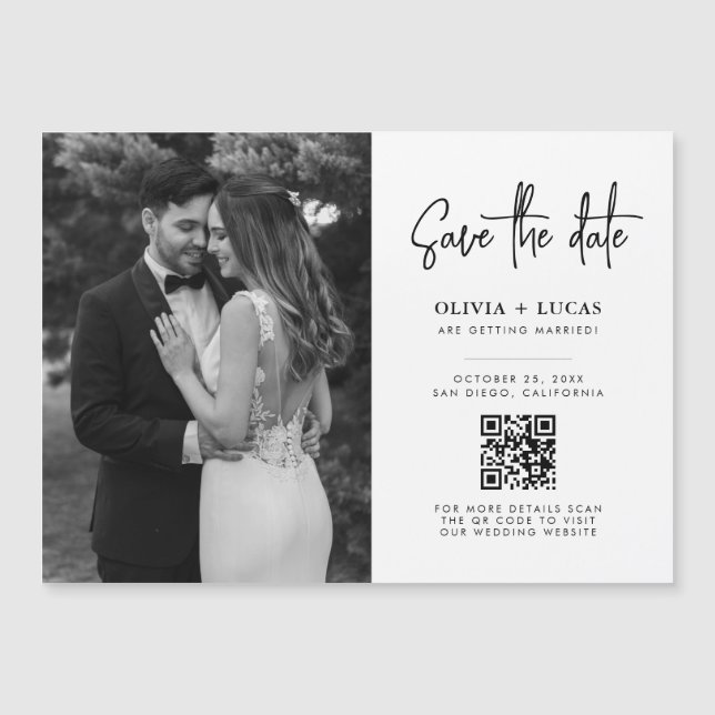 Simple QR Código Foto moderna Guardar la fecha (Anverso)