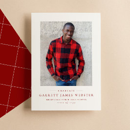 Simple red photo graduation announcement