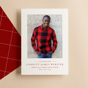 Simple red photo graduation announcement
