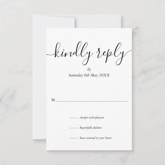 Simple respuesta amable de boda en escritura moder (Anverso)