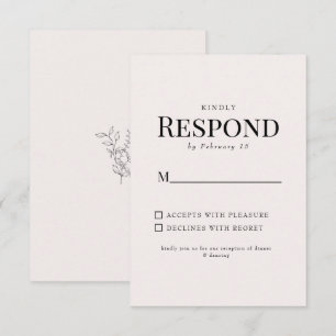 Simple respuesta de boda con follaje de rubor