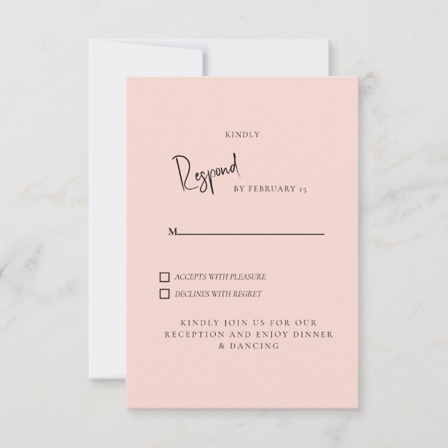 Simple respuesta de boda de tono rosado (Anverso)