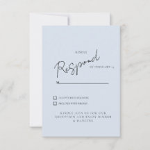 Simple respuesta de RSVP de boda azul polvoriento 