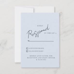 Simple respuesta de RSVP de boda azul polvoriento 