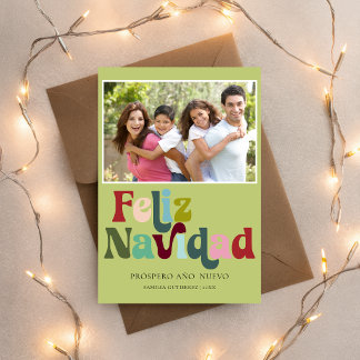 Simple Retro Feliz Navidad Foto Verde