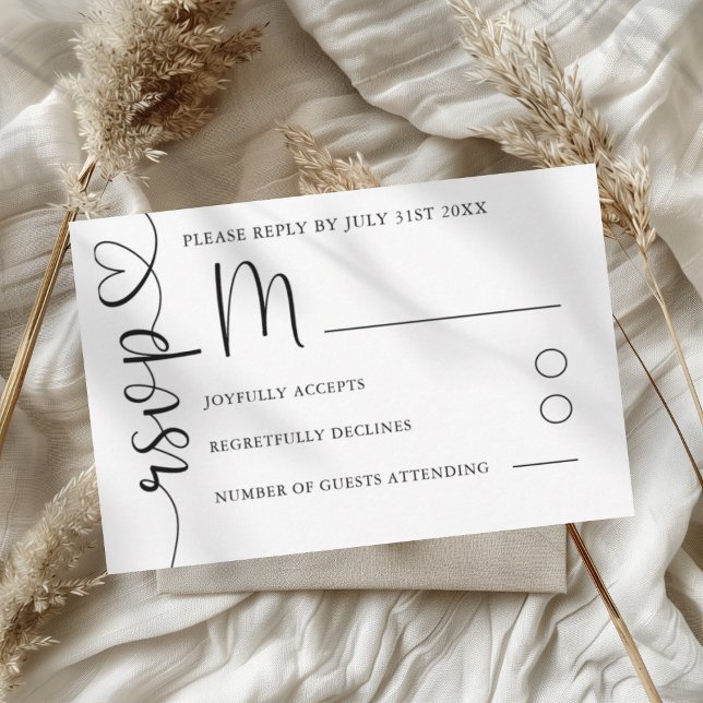Simple RSVP de Boda en Blanco y Negro (Subido por el creador)