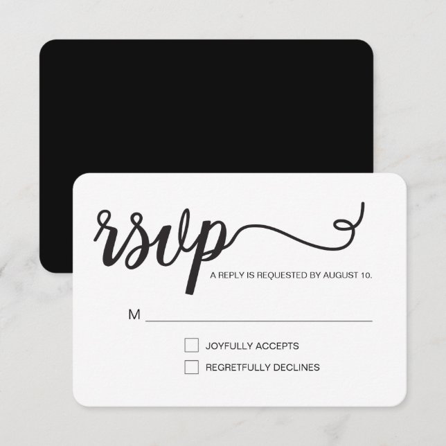Simple RSVP de guion sin enviar asiento reservado  (Anverso / Reverso)