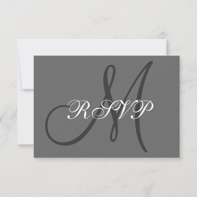 Simple RSVP Inicial de Boda Gris (Anverso)