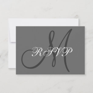 Simple RSVP Inicial de Boda Gris